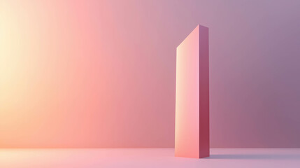Poster - abstract geometric design with pink block on pastel background in soft lighting