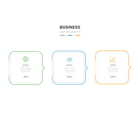 Poster - 3 square thin line business infograph