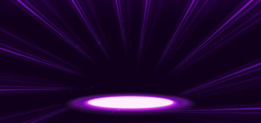 Wall Mural - scene purple glowing with podium glowing neon lights in futuristic.