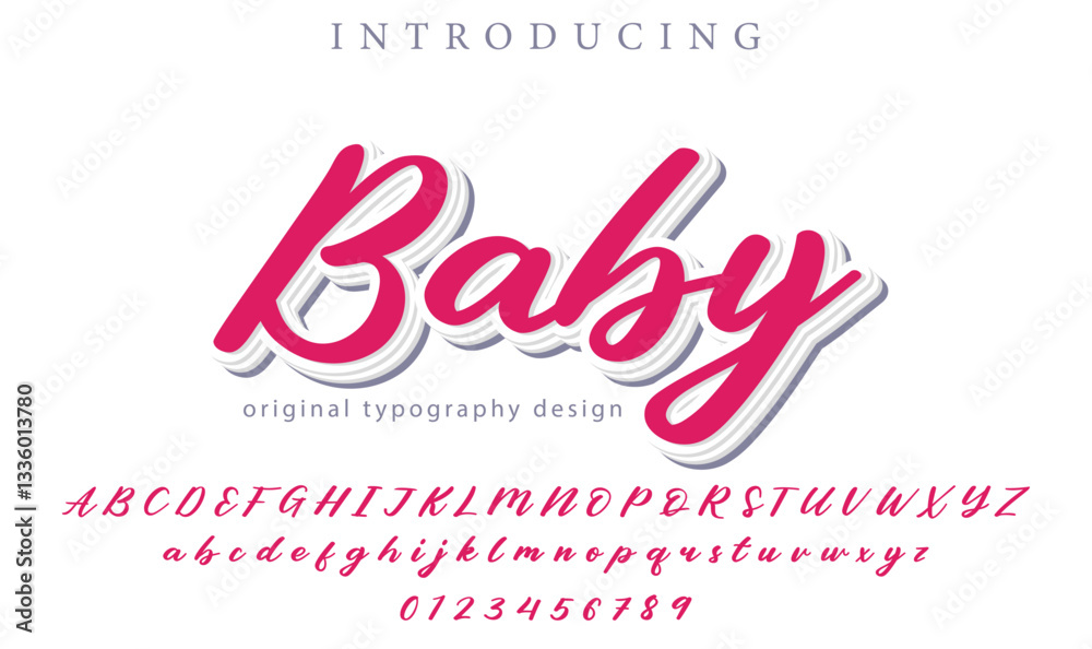 Baby Font Stylish brush painted an uppercase vector letters, alphabet ...