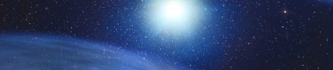 Wall Mural - vivid skyscape with bright star, distant galaxies and countless stars in deep space. elements of thi