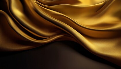 Poster - luxurious golden satin fabric with flowing folds and soft highlights, perfect for elegant background, branding, and design

