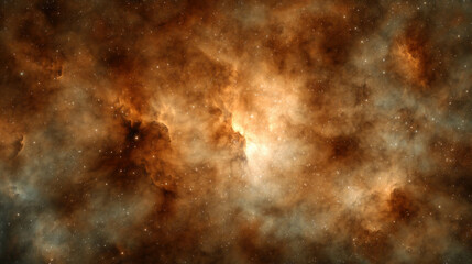 Wall Mural - Stunning Cosmic Nebula in Fiery Orange and Brown Hues Amidst Starry Background