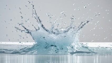 Aufkleber - a close-up shot of a water splash, showing the dynamic movement of water droplets and ripples. The splash creates an artful crown shape