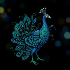 Naklejka na meble Intricate Peacock-Inspired Artwork on beautiful Background