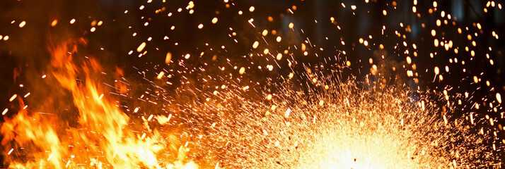 Aufkleber - Steel production process generates intense fire and sparks Generative AI