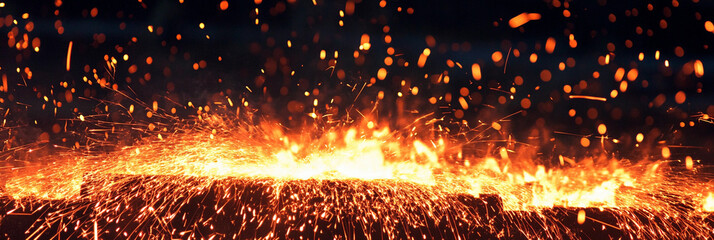 Aufkleber - Heat and sparks during steel production process in industry Generative AI
