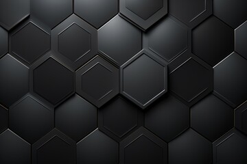 Poster - Abstract geometric design featuring black hexagons on a minimalist background for modern aesthetics