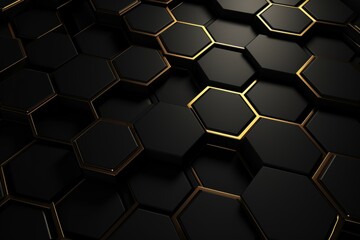 Poster - Stylish abstract design featuring black hexagons on a crisp, minimalist background