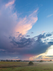 Wall Mural - a large cloud in the sky with a pinkish hue
