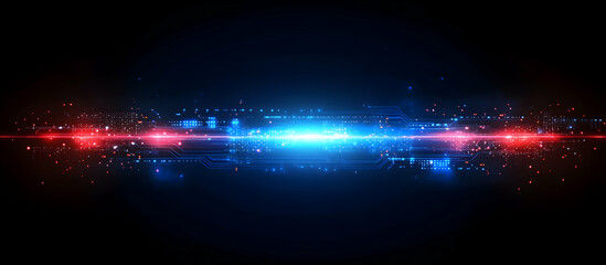 Wall Mural - Abstract futuristic circuit board with glowing lights on a dark background