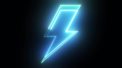 Poster - Neon lightning bolt. Computer generated 3d render