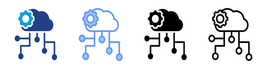 Aufkleber - Cloud Computing icon set multiple style collection
