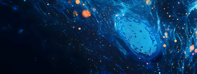Wall Mural - Fingerprint. - Manipulated, flat digital art of biometric security .