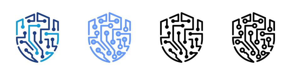 Aufkleber - Cybersecurity icon set multiple style collection