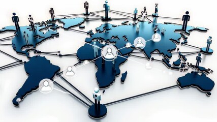 Poster - Exploring global connections through a network of professional interactions in a digital landscape, network of connections with icons over globe