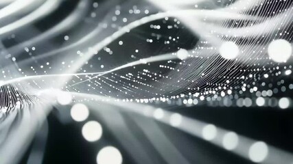 Poster - Exploring the vast depths of a futuristic abstract landscape filled with shimmering light particles, An abstract concept of traveling through a futuristic and hi-tech digital matrix seamless ing