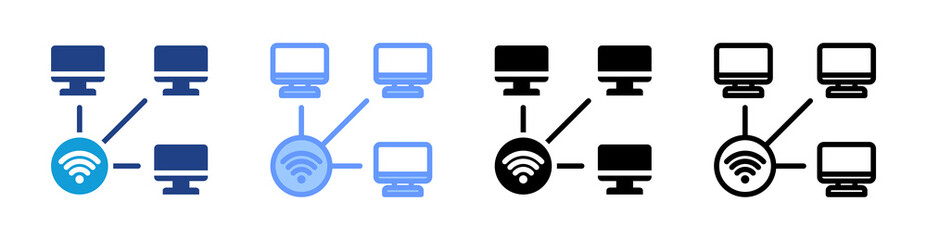 Poster - Network icon set multiple style collection