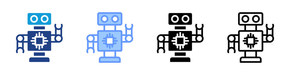 Poster - Robotic icon set multiple style collection