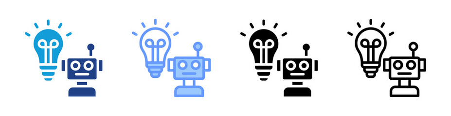 Fototapete - Robotic Solution icon set multiple style collection