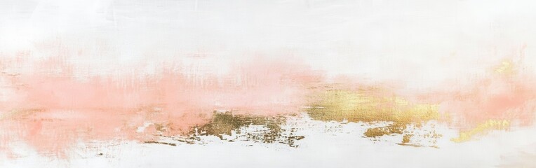 Poster - Soft white canvas adorned with subtle pencil marks and delicate color transitions blending pink and gold hues in a tranquil composition