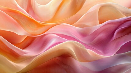 Leinwandbilder - Soft pencil strokes create flowing patterns of pastel fabric textures in warm shades of orange, pink, and cream, inviting a sense of calm