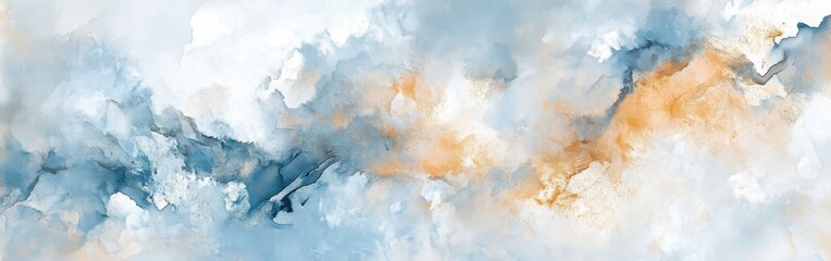 Poster - Soft pastel blue mist blends with gentle strokes to create an ethereal abstract landscape at twilight