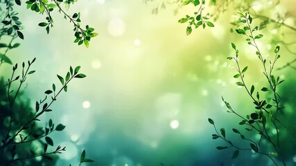 Poster - Blurry green and blue nature background with soft light and gentle foliage creating a serene atmosphere, Beautiful blurry green and blue nature background