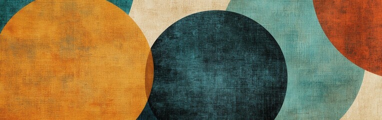 Fototapete - Minimalist composition showcasing textured circles with warm and cool tones in a balanced layout