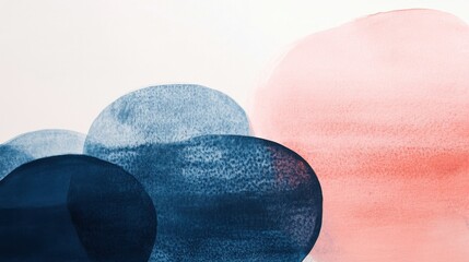 Poster - Layered pencil strokes create a gradient effect in coral hues with deep blue undertones on a textured background