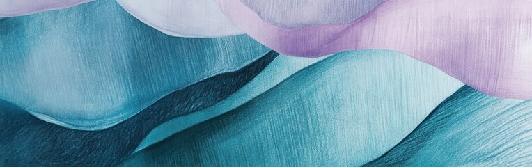 Aufkleber - Layers of elegance in muted teal create a tranquil and artistic atmosphere with soft strokes and flowing shapes