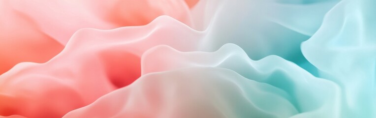 Aufkleber - Soft pastel coral and mint shapes flow gently, creating a soothing visual of harmonious colors and textures