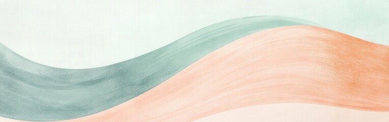 Aufkleber - Elegant arcs of pencil strokes create a soothing abstract composition in muted peach and green tones