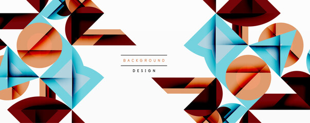 Aufkleber - Minimal geometric abstract background. Circle square and triangle design
