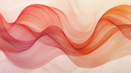 Aufkleber - Gentle wavy abstract pencil strokes create a serene atmosphere with soft transitions of warm hues