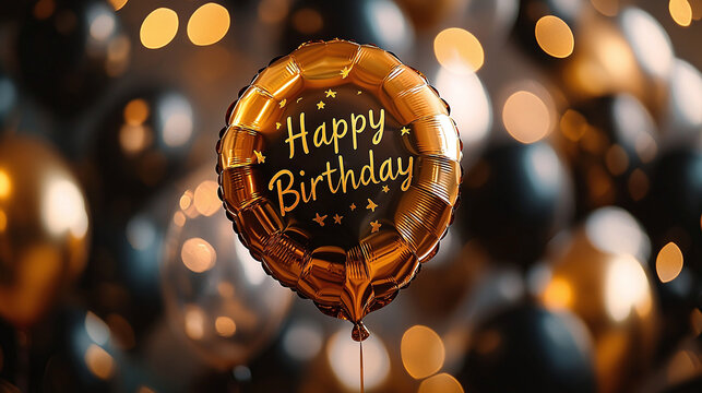 An elegant shiny helium balloon with a festive inscription 