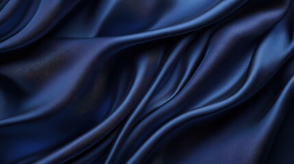 Aufkleber - Deep navy blue satin with flowing texture creates a luxurious backdrop for various design elements and decorations