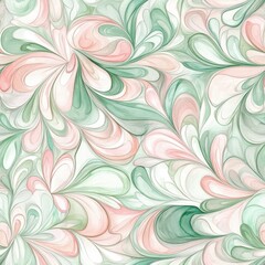Aufkleber - Delicate watercolor doodles create a peaceful atmosphere with swirling patterns in soft pink and green hues