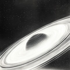 Poster - Pencil rendering of a captivating planetary ring system with intricate details and a dark cosmic background