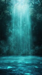 Poster - Experience the serenity of a mystical teal space illuminated by soft light
