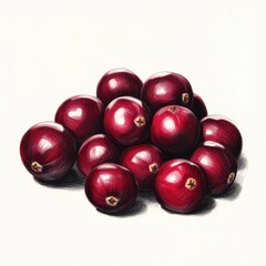 Poster - Handful of smooth cranberries showcasing deep red color and glossy surfaces in natural setting during autumn season