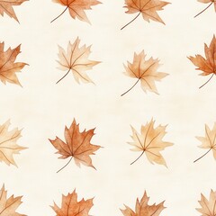 Poster - Watercolor doodle of autumn leaves creating a calming atmosphere in a light background