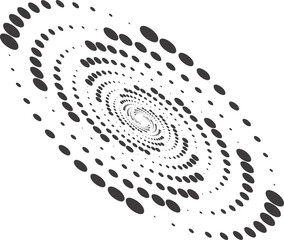 Poster - Abstract dotted round with spiral pattern. Circular graphic. Swirl circle shape with halftone effect. Geometric concentric radial element