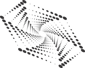Poster - Abstract dotted round with spiral pattern. Circular graphic. Swirl circle shape with halftone effect. Geometric concentric radial element