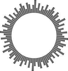 Poster - Sound music circular wave. Radial audio equalizer icon. Round abstract graphic of voice and echo. Frequency geometric bar.
