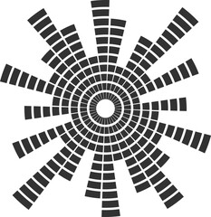 Poster - Sound music circular wave. Radial audio equalizer icon. Round abstract graphic of voice and echo. Frequency geometric bar.