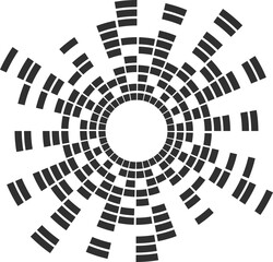 Poster - Circular sound wave. Radial music equalizer pattern. Circle spectrum graphic. Round abstract beat. Frequency voice effect.