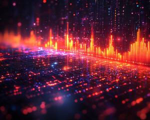 Poster - dynamic data visualization with vibrant colors and patterns