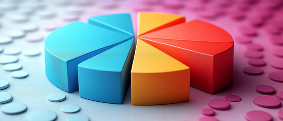 Poster - colorful pie chart representing financial statistics on gradient background