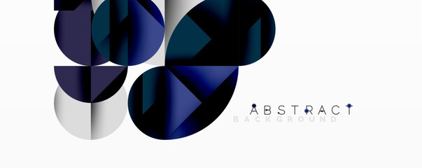 Aufkleber - Modern abstract composition with layered circles and angular segments featuring gradients, transparency effects, and a structured geometric layout